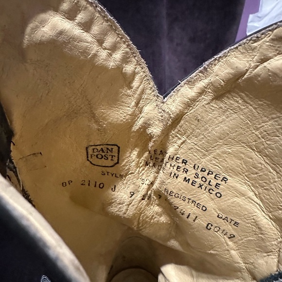 Dan Post DP2110 Black Leather Cowboy Western Boots Men's Size 9 D - embroidered - Picture 7 of 8